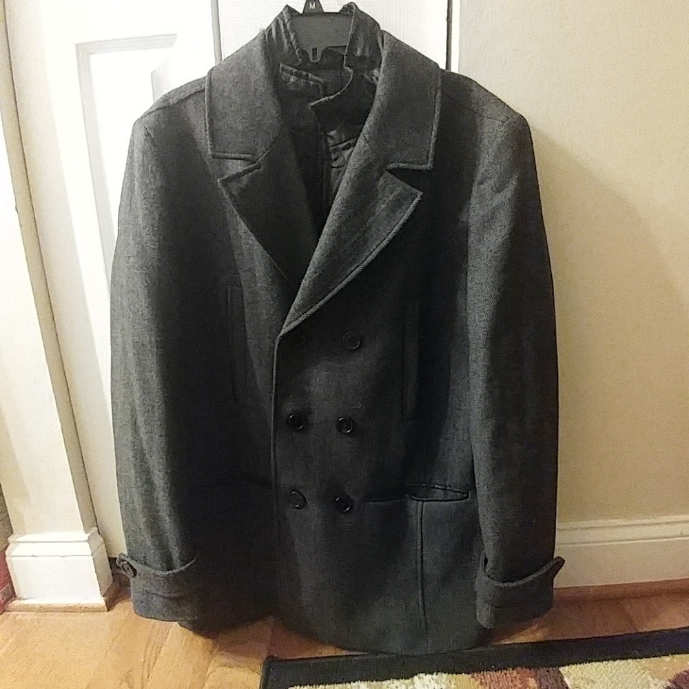 Mens winter dress coat and wool scarf